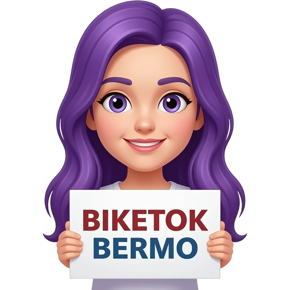 girl with long purple hair with a BIKETOK BERMO sign emoji