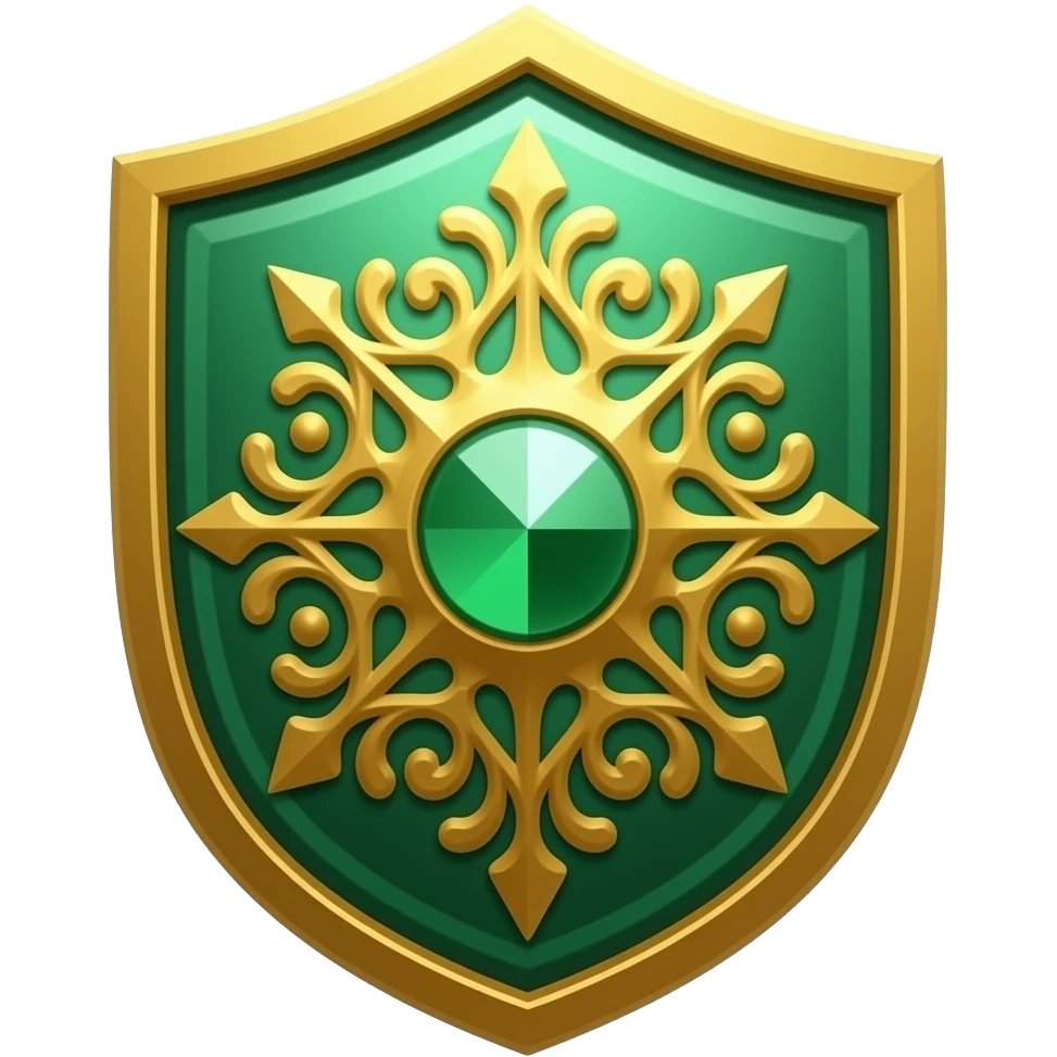Emerald shield with gold engravings emoji