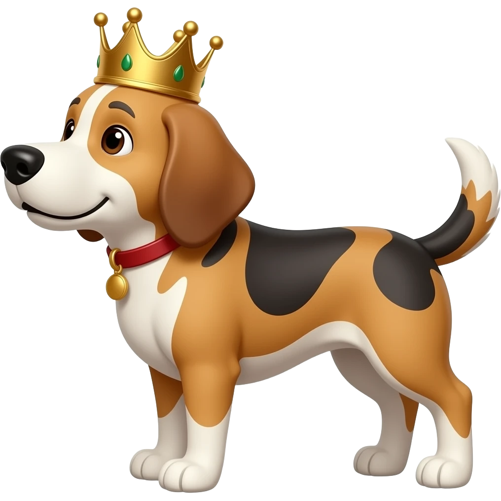 dog standing pose wear crown standing pose and front view of dog emoji