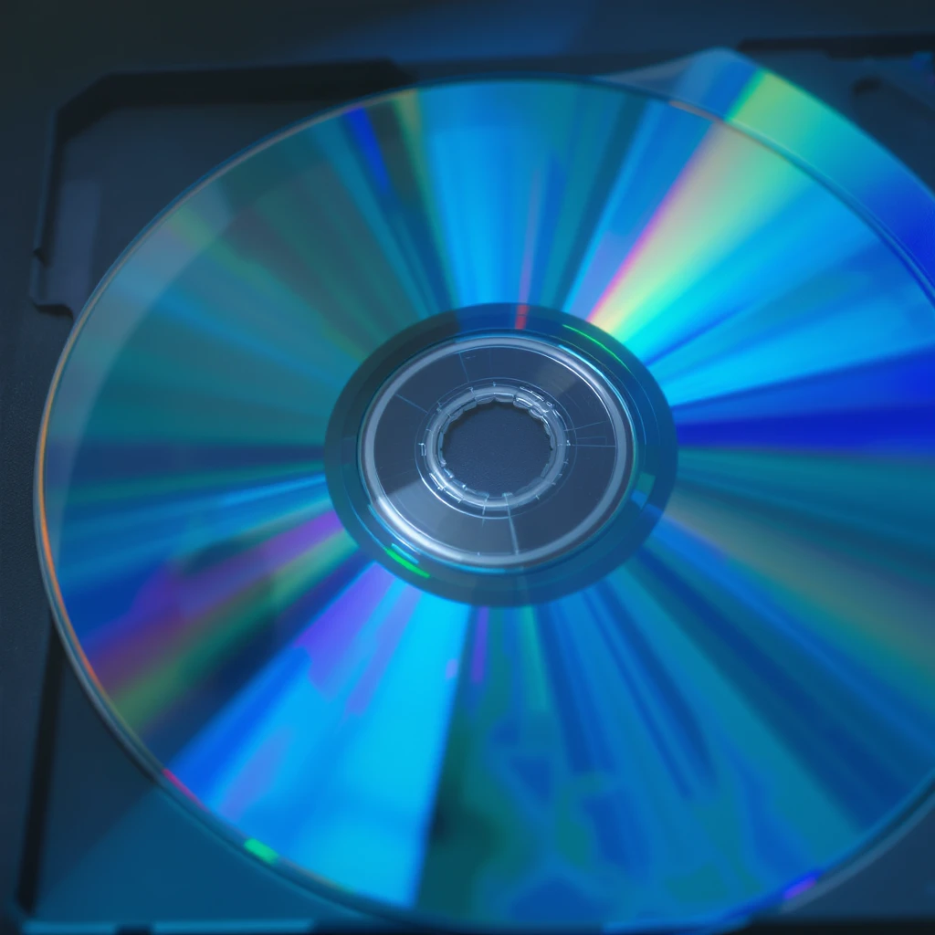 close-up realistic blue CD disk, photorealistic, metallic shine, no text emoji