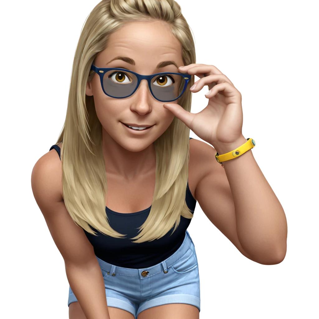 blonde girl in denim outfit emoji