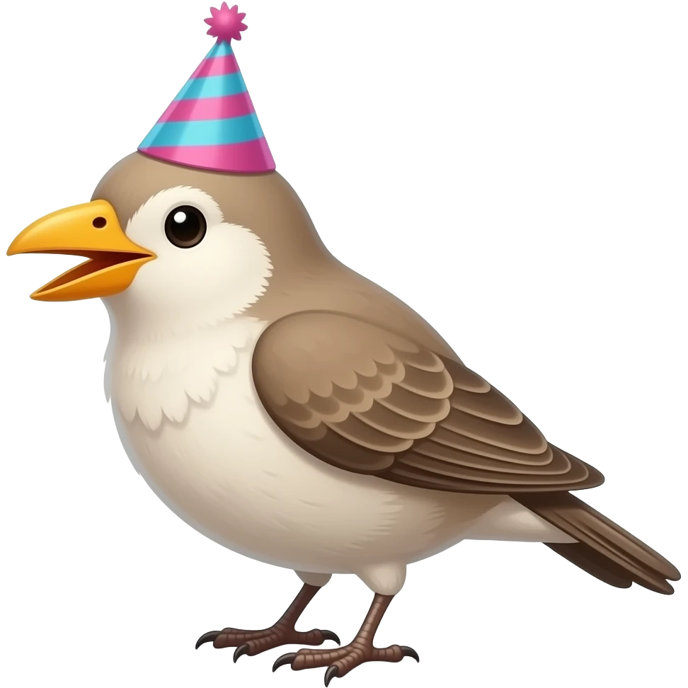 A bird seclibrating it's birthday emoji