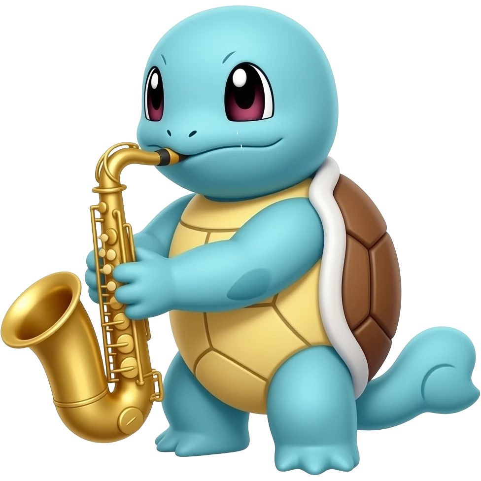Squirtle playing the saxophone emoji