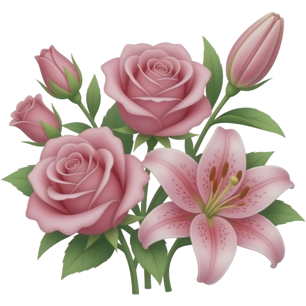 pink roses and lillies emoji