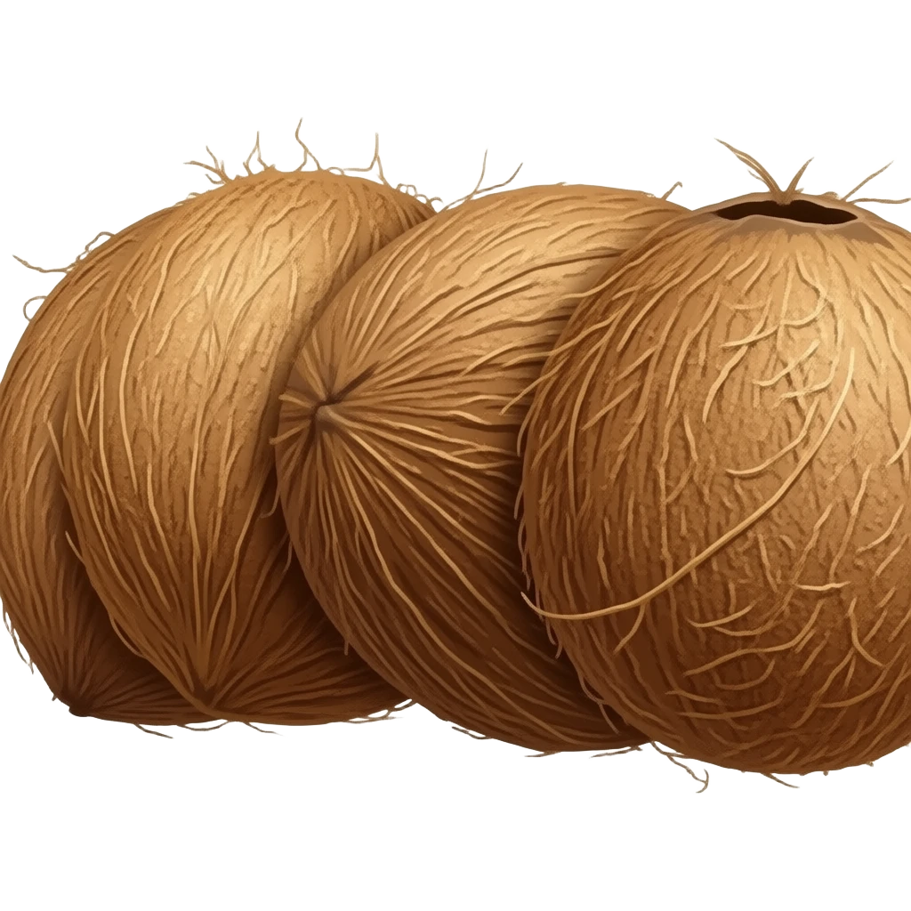 five coconuts stacked next to each other emoji