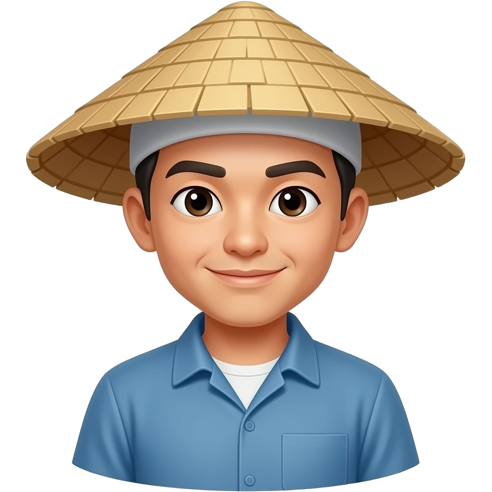Squinty Asian rice worker emoji