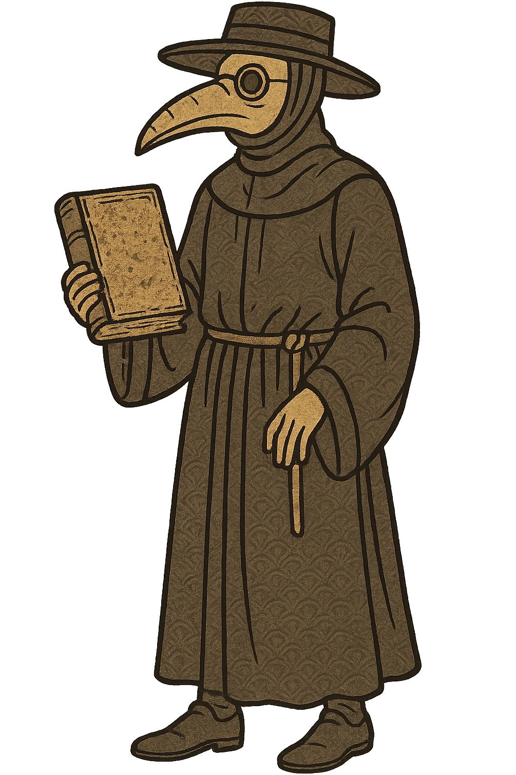 The full body of a medieval european doctor holding a medieval book emoji