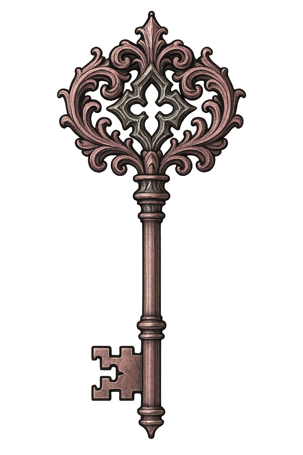 gothic ornate key, pink and silver emoji