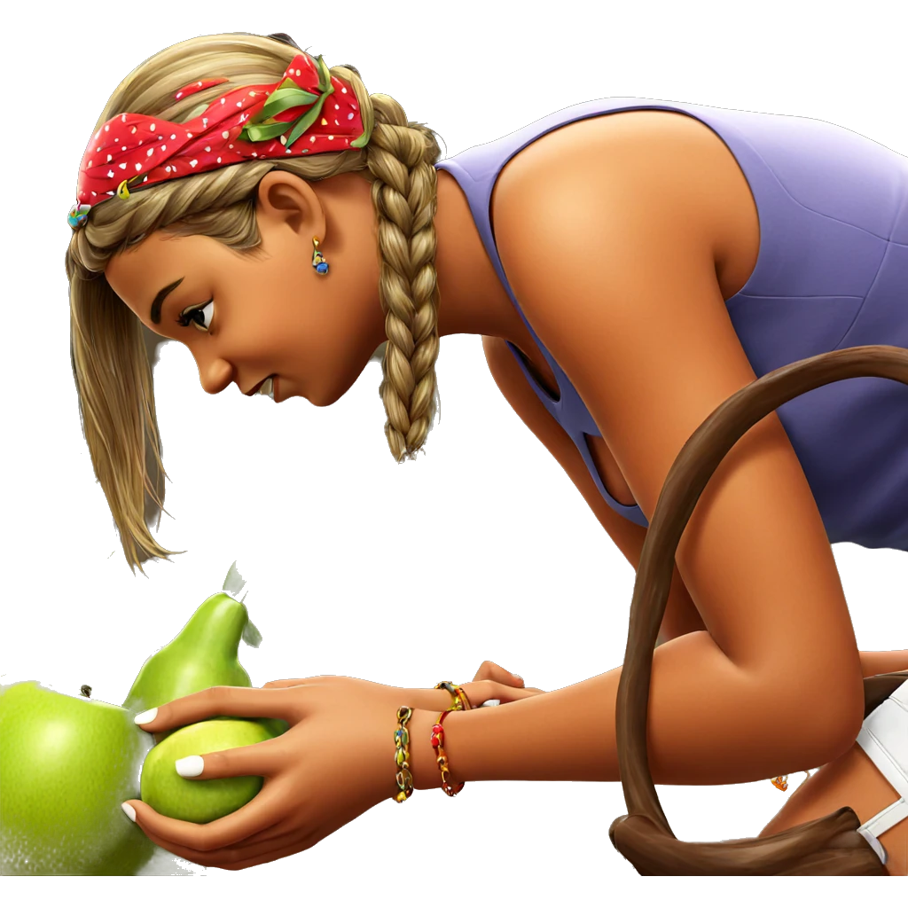 girl with jewelry and fruit emoji