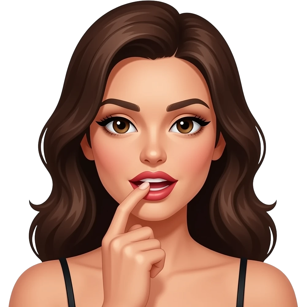 A woman's mouth that bites a finger in a sexy way emoji