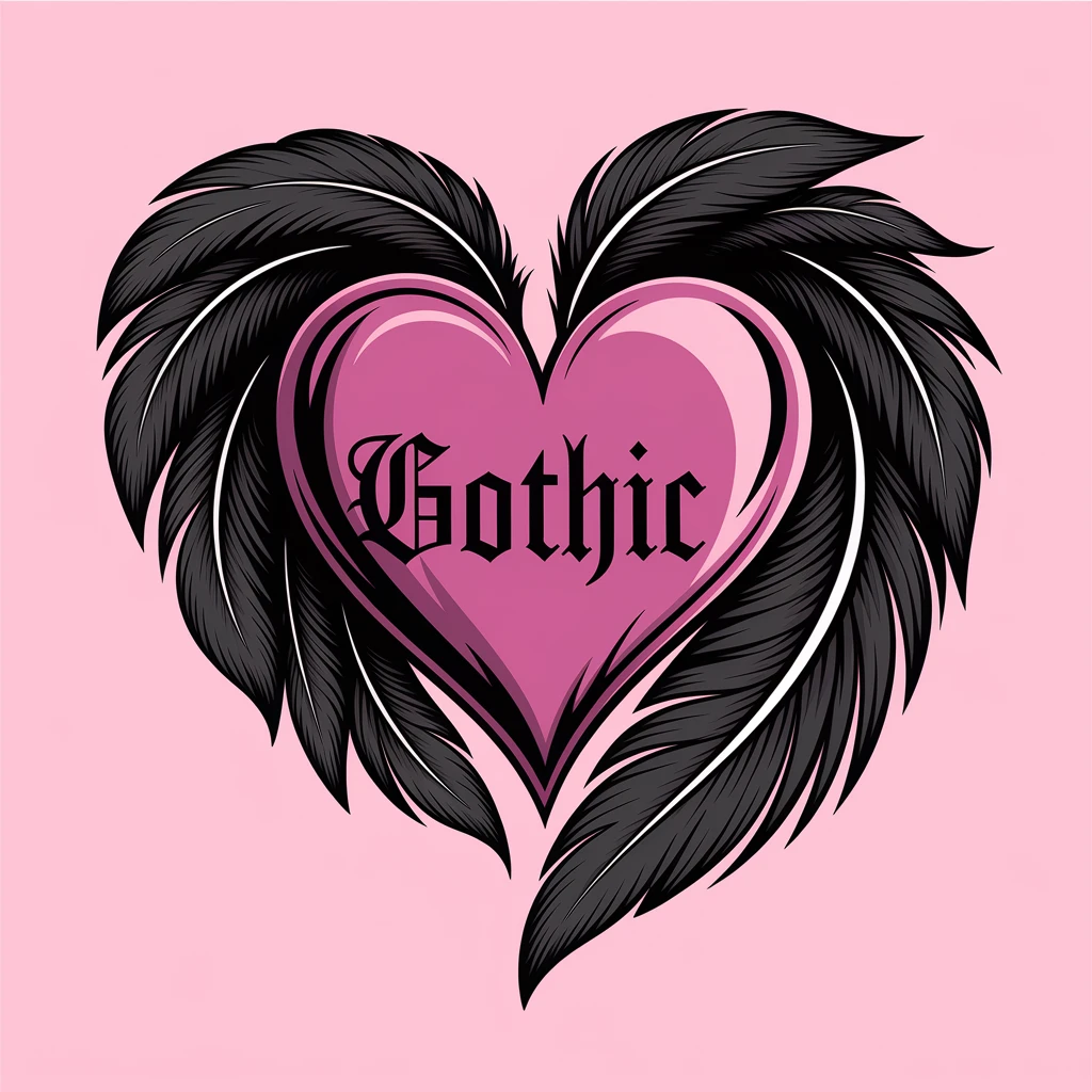 gothic heart with black feathers emoji
