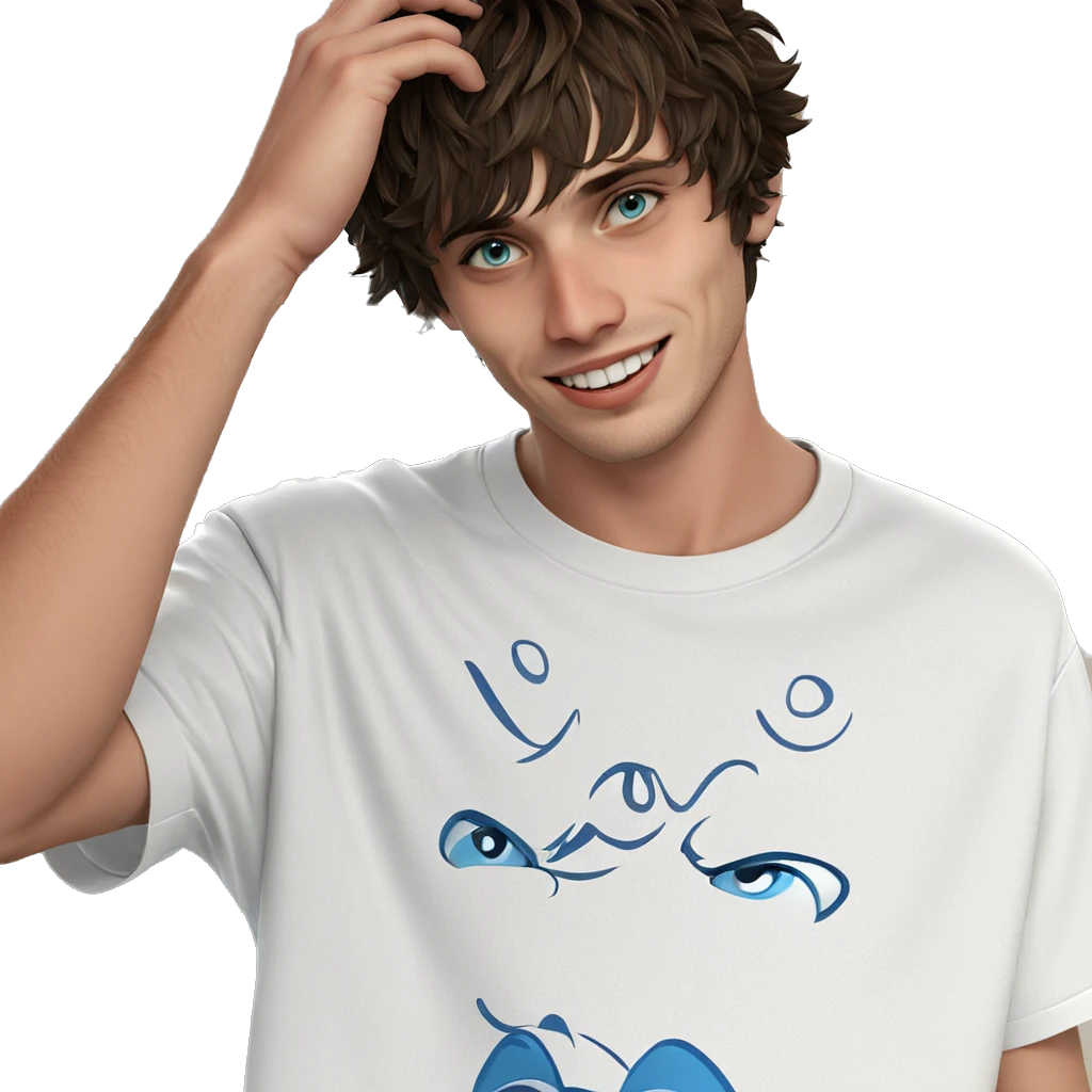 smiling boy in white shirt emoji