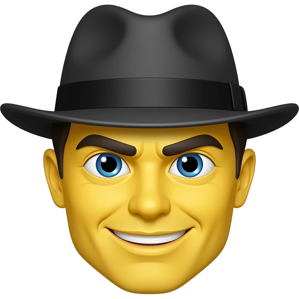yellow smirking emoji with sly face tipping a fedora emoji