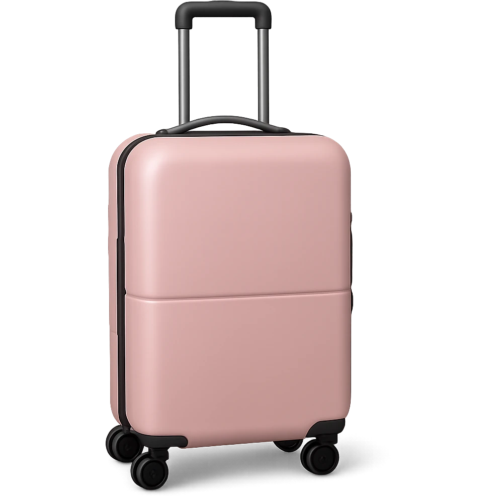 pink suitcase, stylish emoji