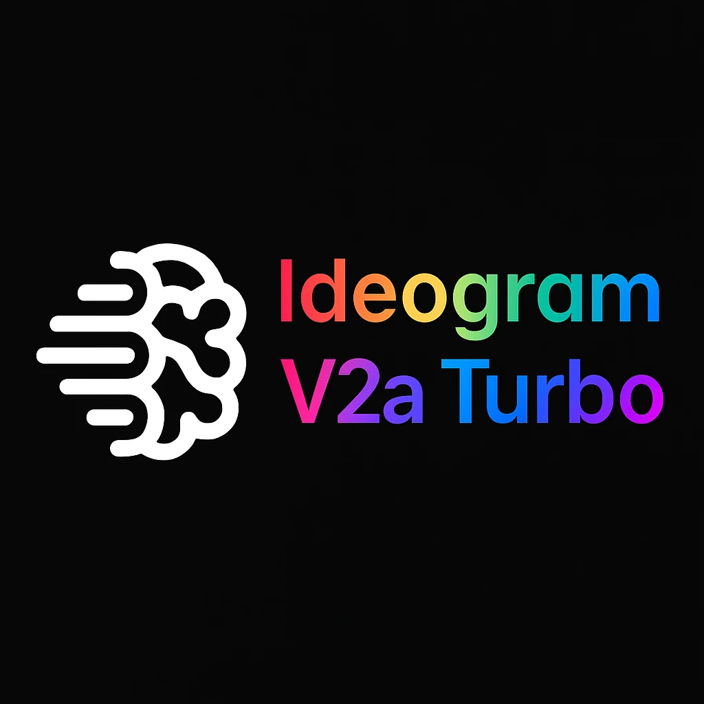 make a colorful text of "Ideogram V2a Turbo", black background, add this logo too emoji