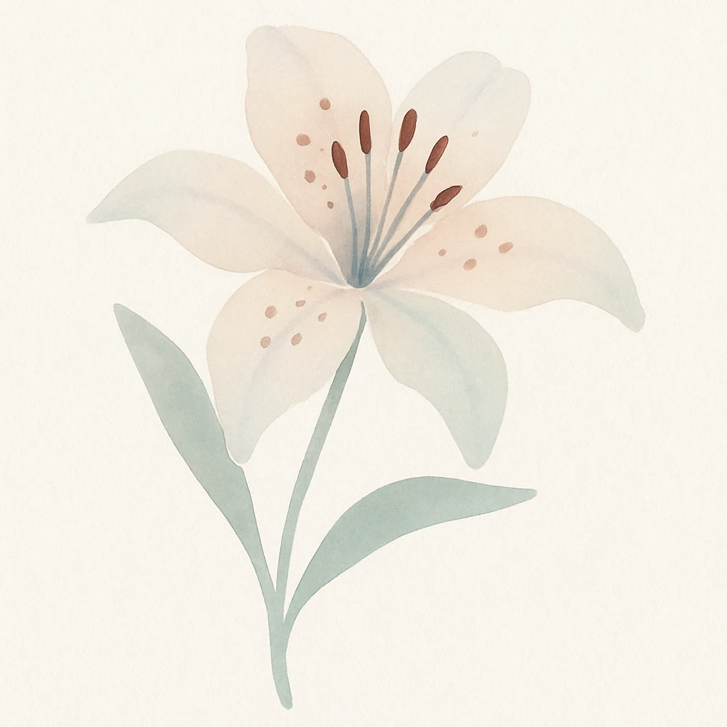 old fashioned tiger lily, watercolor art style emoji