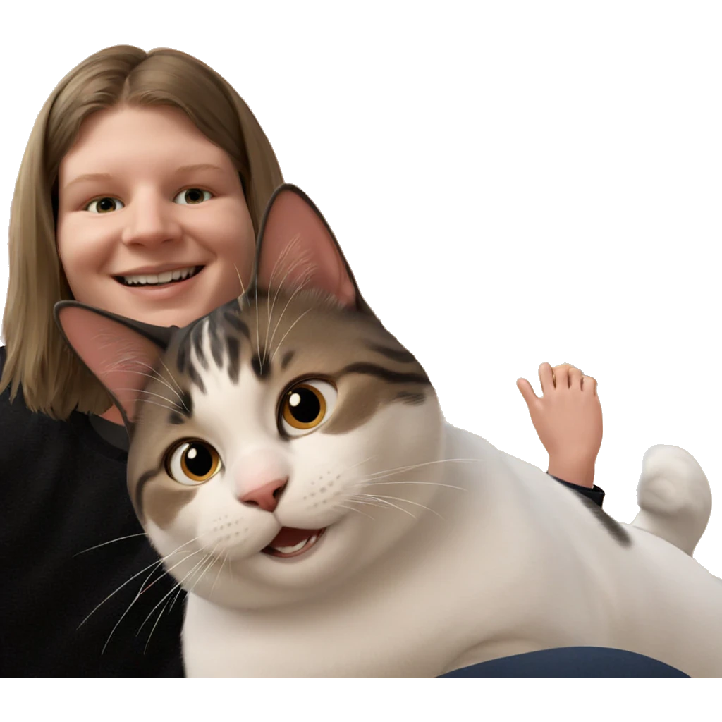 boy smiling with cat indoors emoji