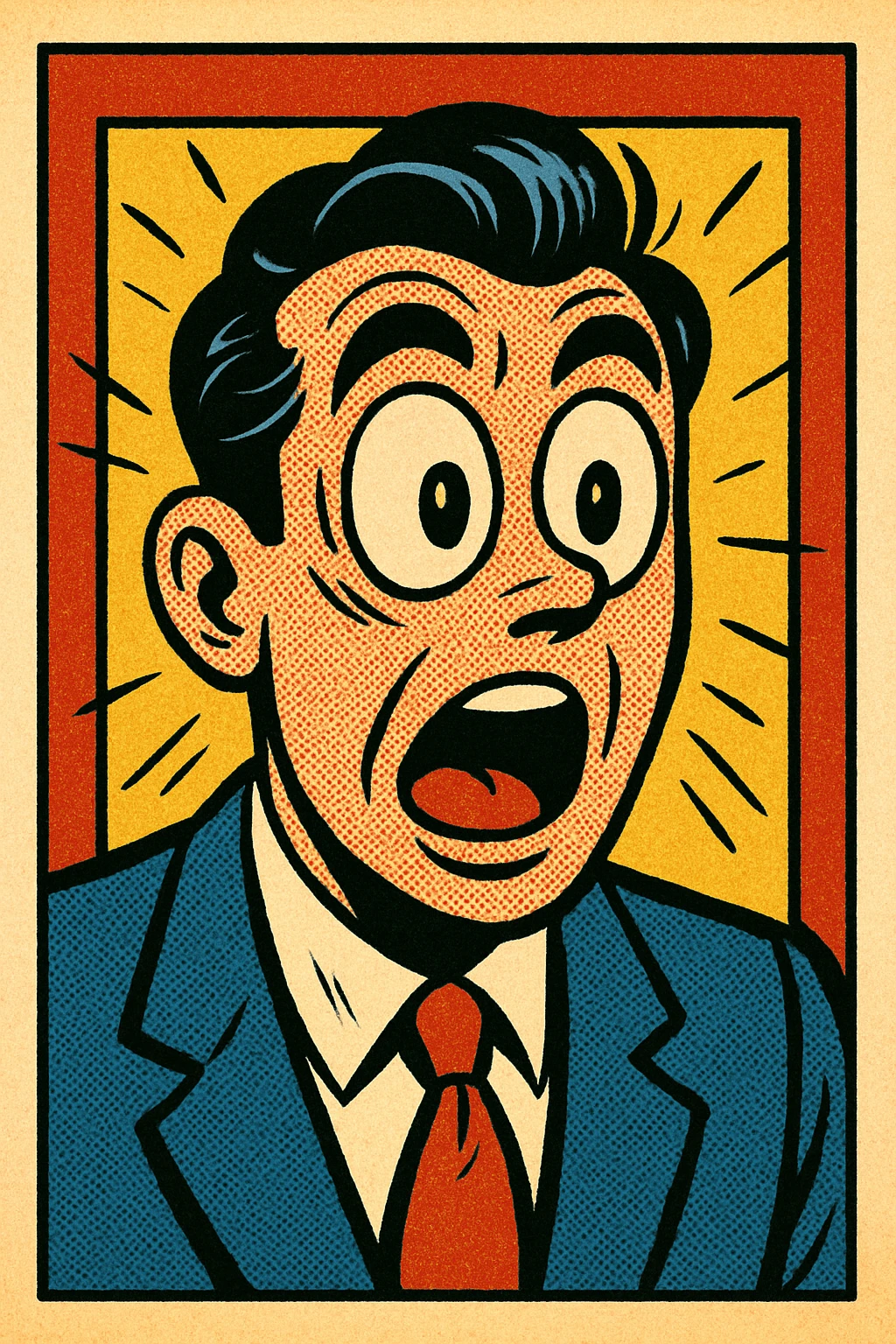 a surprised character with big eyes, old school comic book style emoji