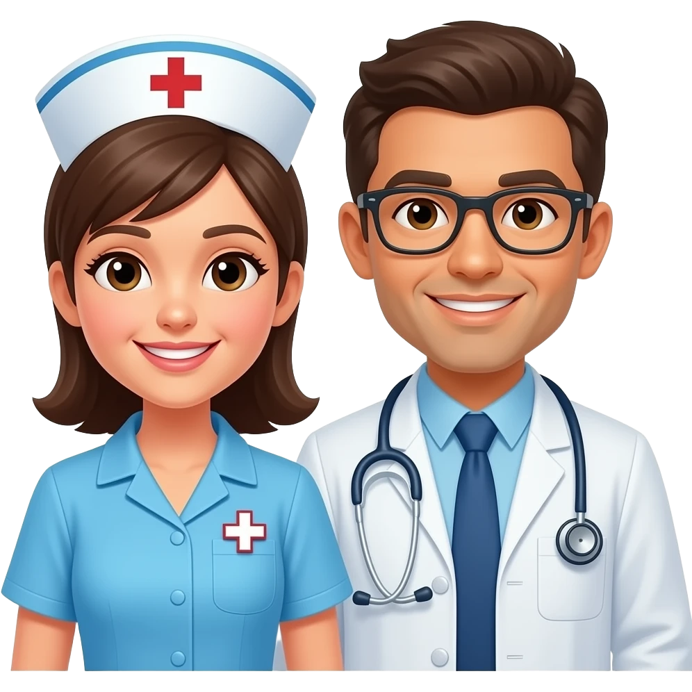 Necesito una imagen de una enfermera junto con una nutricionista emoji