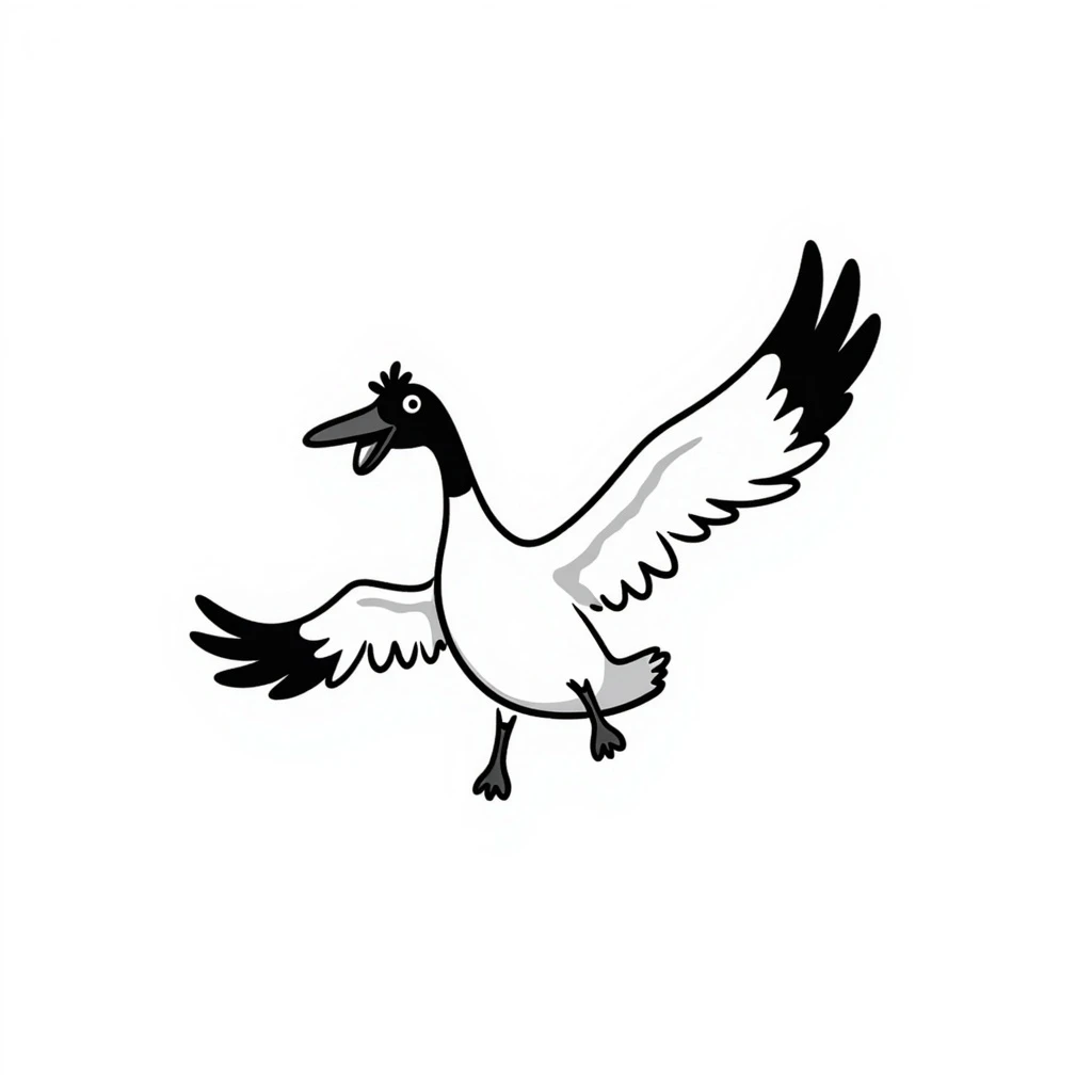 a goose flying with wings spread wide emoji