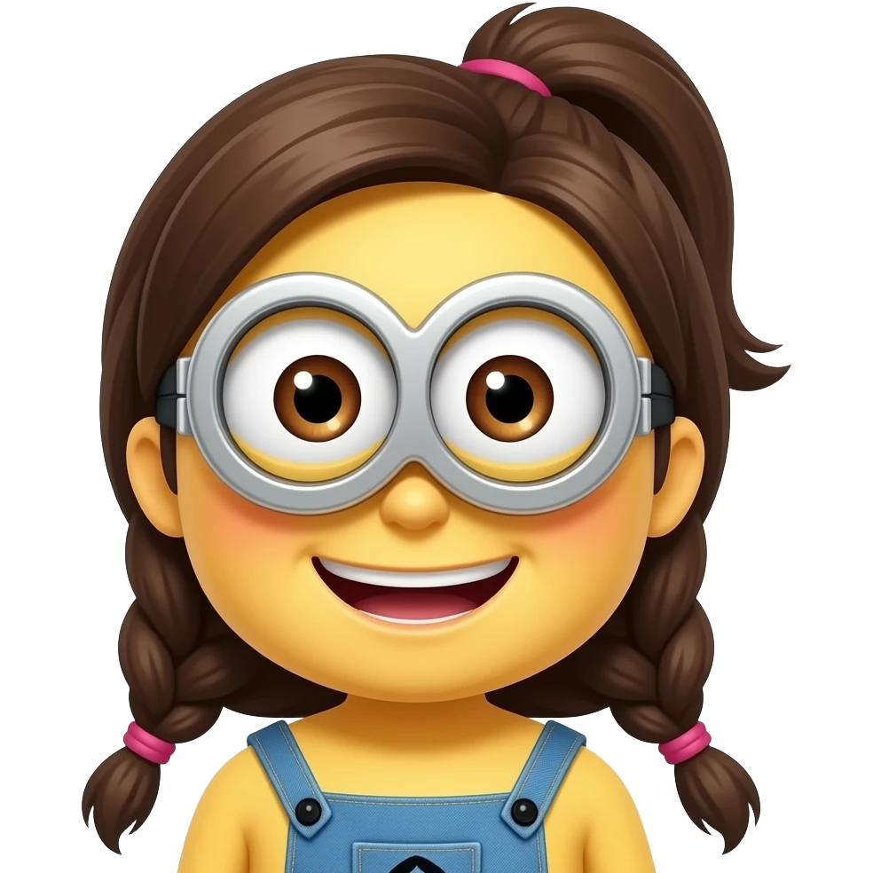 a minion girl smiling and being happy emoji