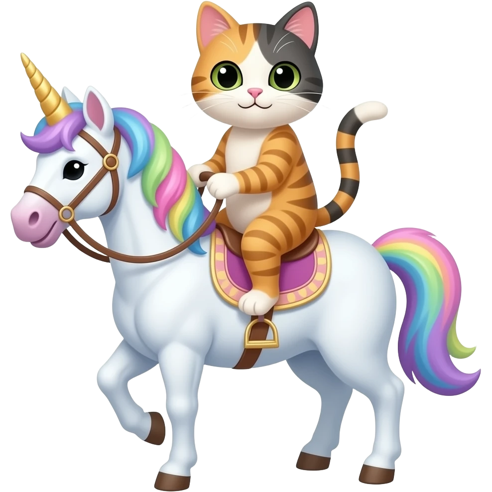Cat riding unicorn emoji