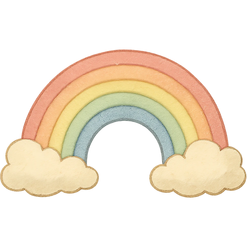 icon of a rainbow, soft colors, whimsical, ghibli style emoji