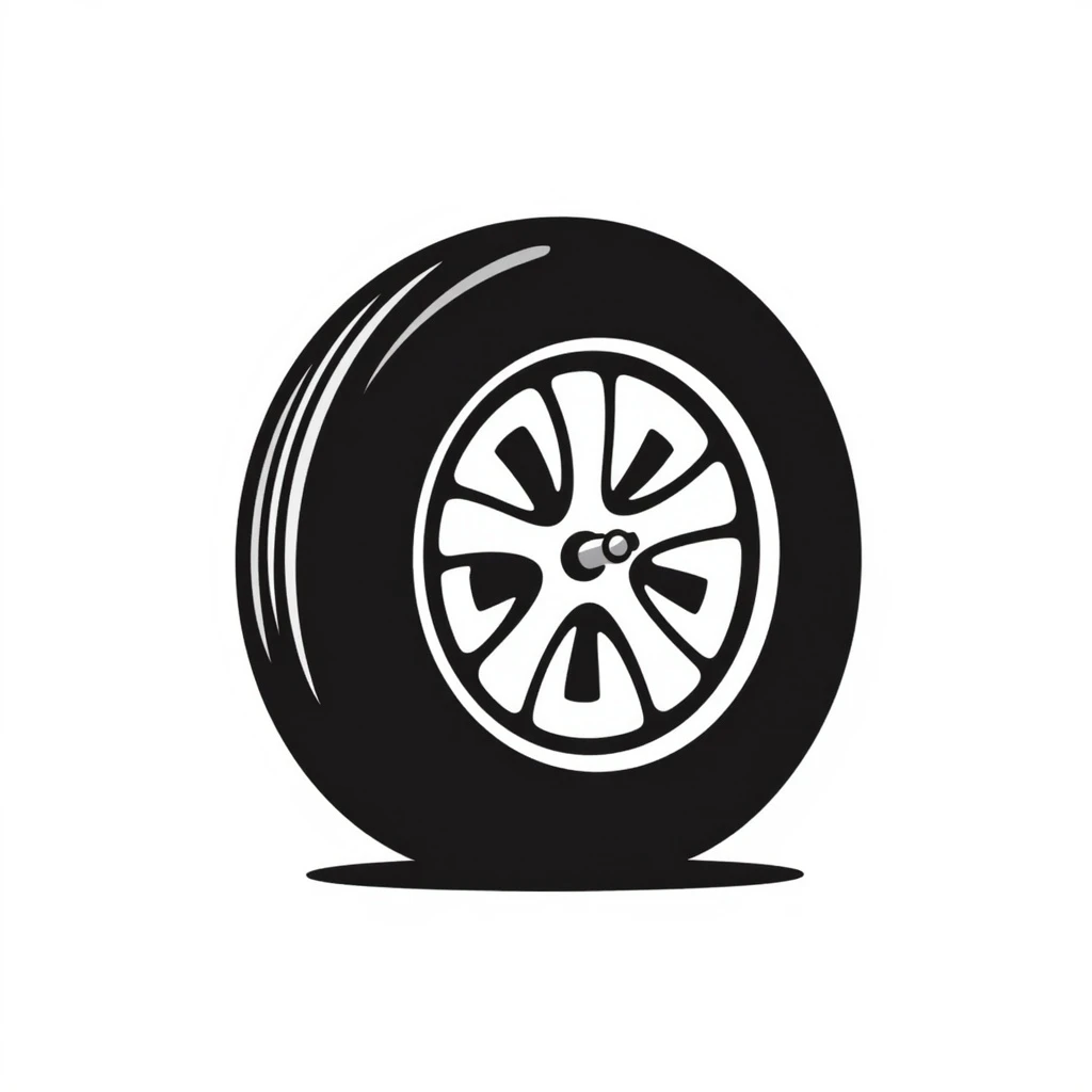 hand-drawn doodle of a car wheel, black lines, minimal detail emoji
