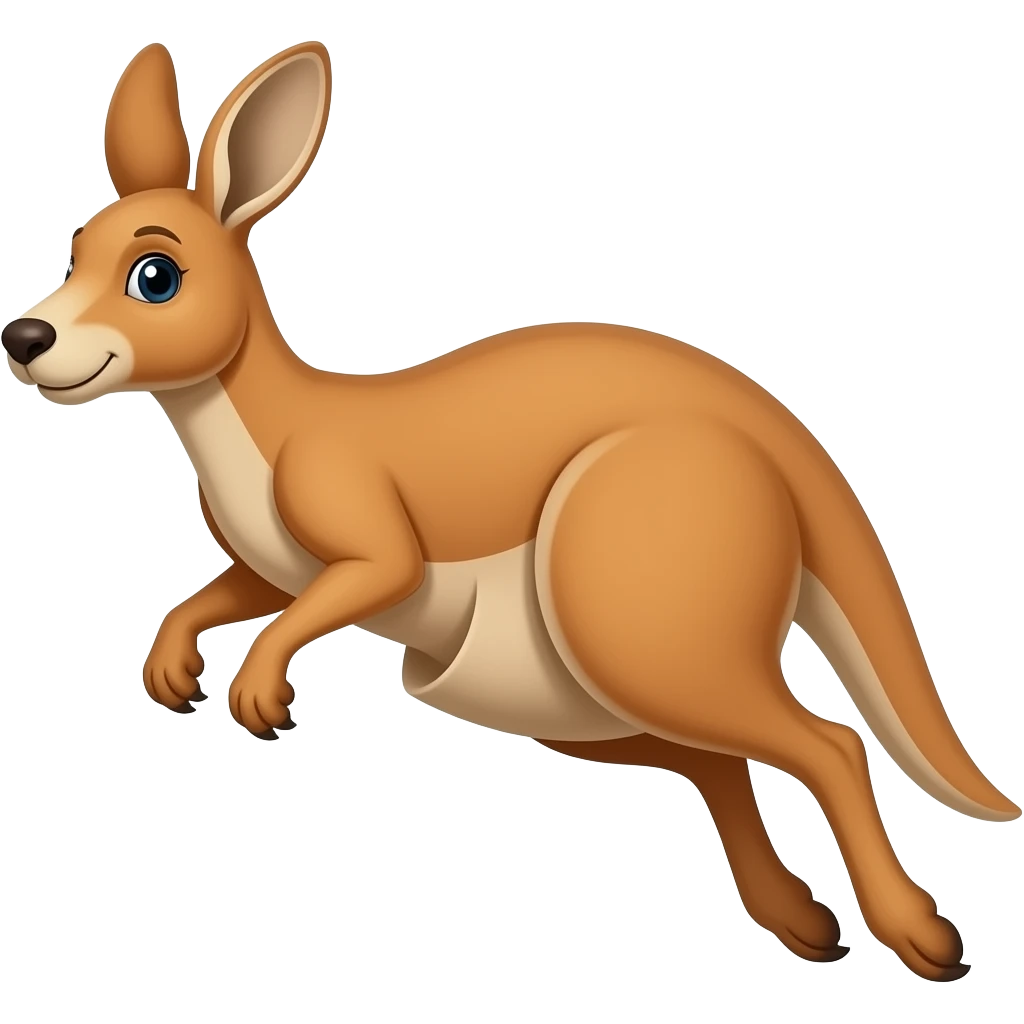 Cartoon wallaby jumping emoji