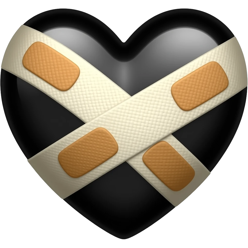 Corazón negro con vendaje emoji