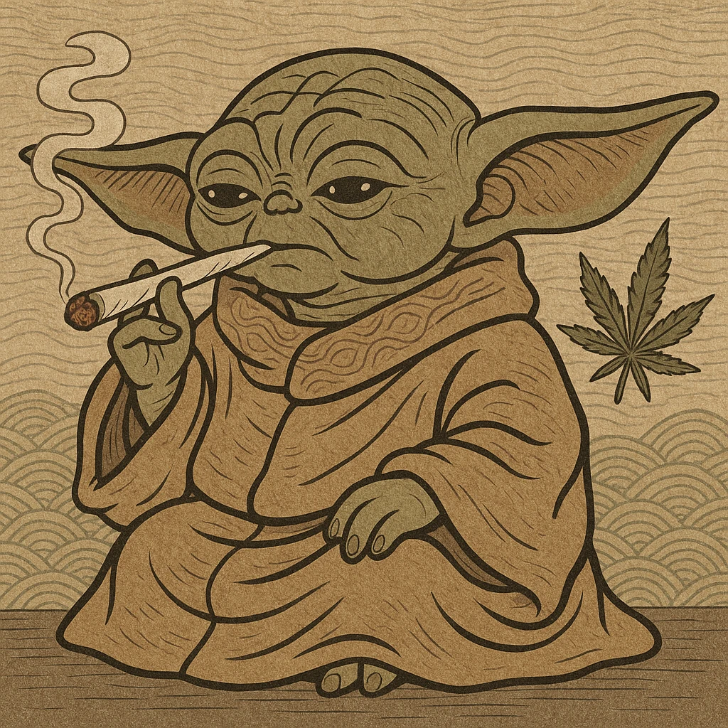 baby yoda smoking cannabis emoji