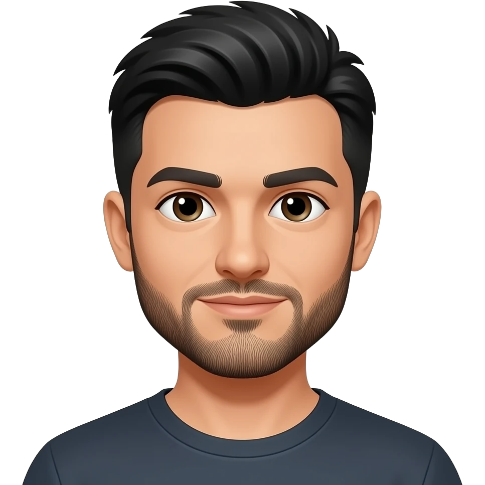 White guy black shorter hair black stubble beard emoji