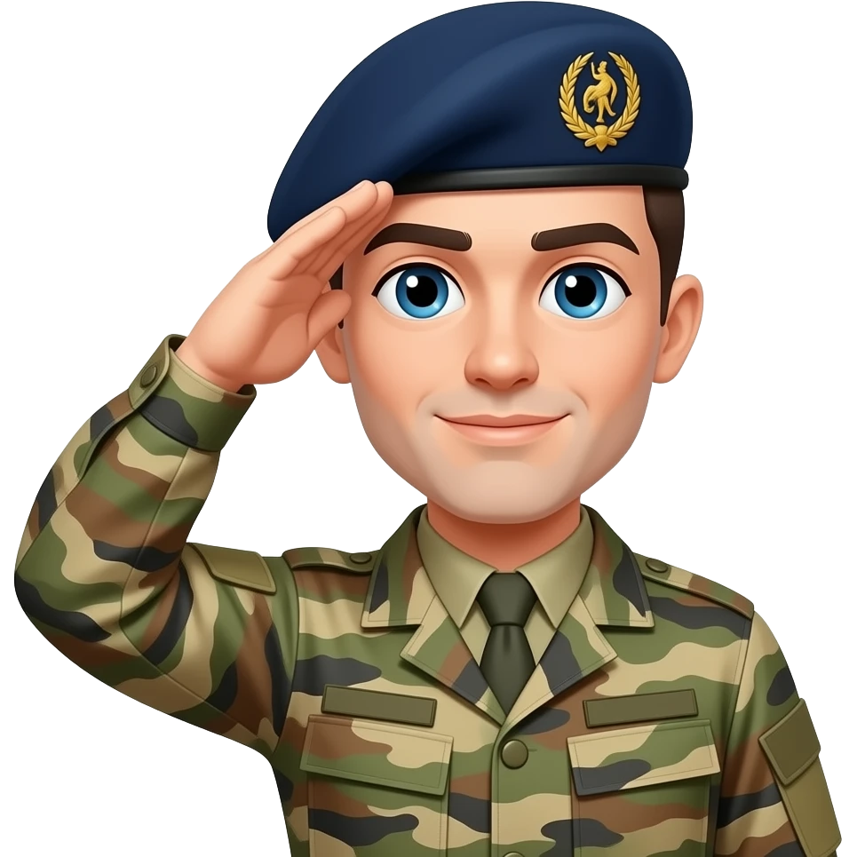 soldier wearing midnight blue beret saluting emoji