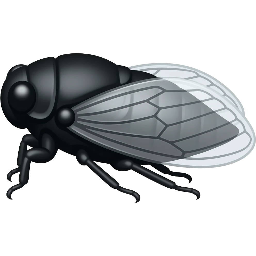 black girly cute cicada, side view emoji