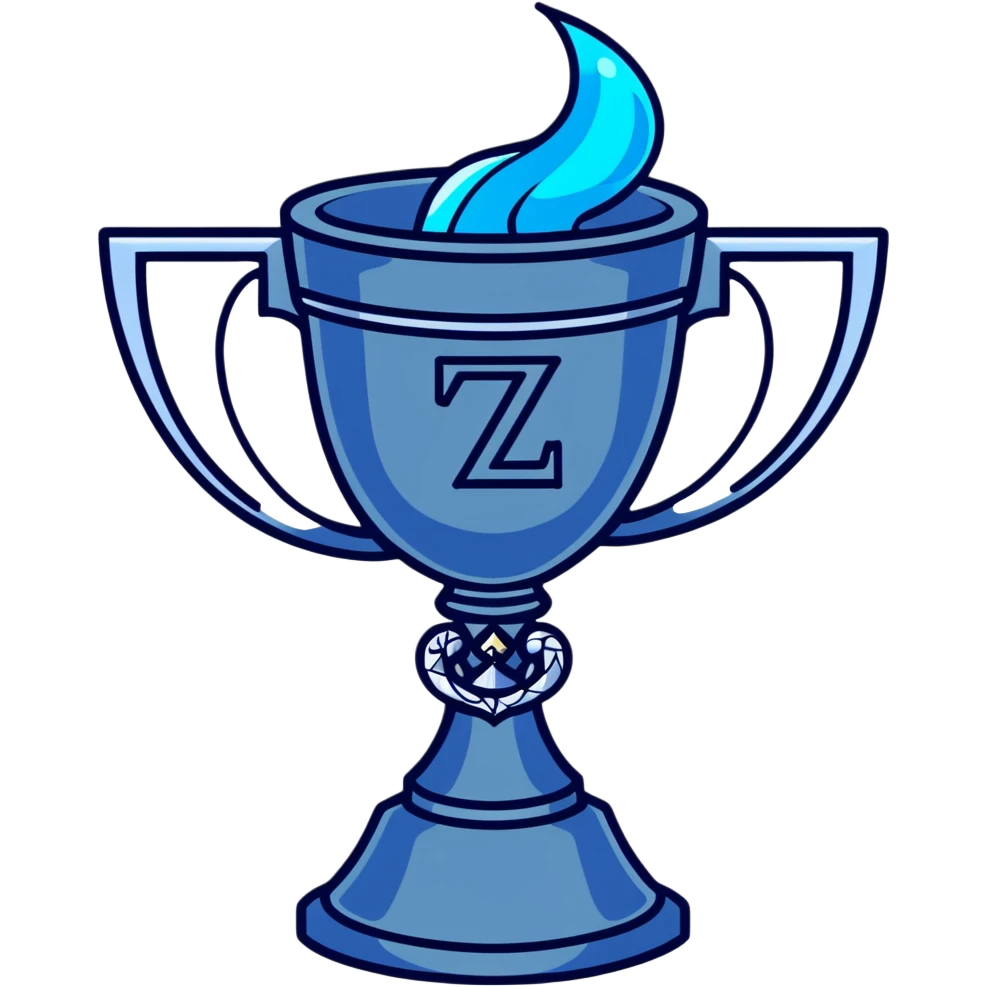 Harry Potter film accurate Triwizard Cup trophy, wide chalice with faceted design, two elaborate serpent handles on sides, glowing blue emoji
