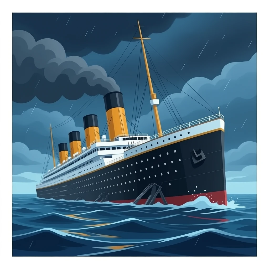 Titanic sinking in the sea emoji