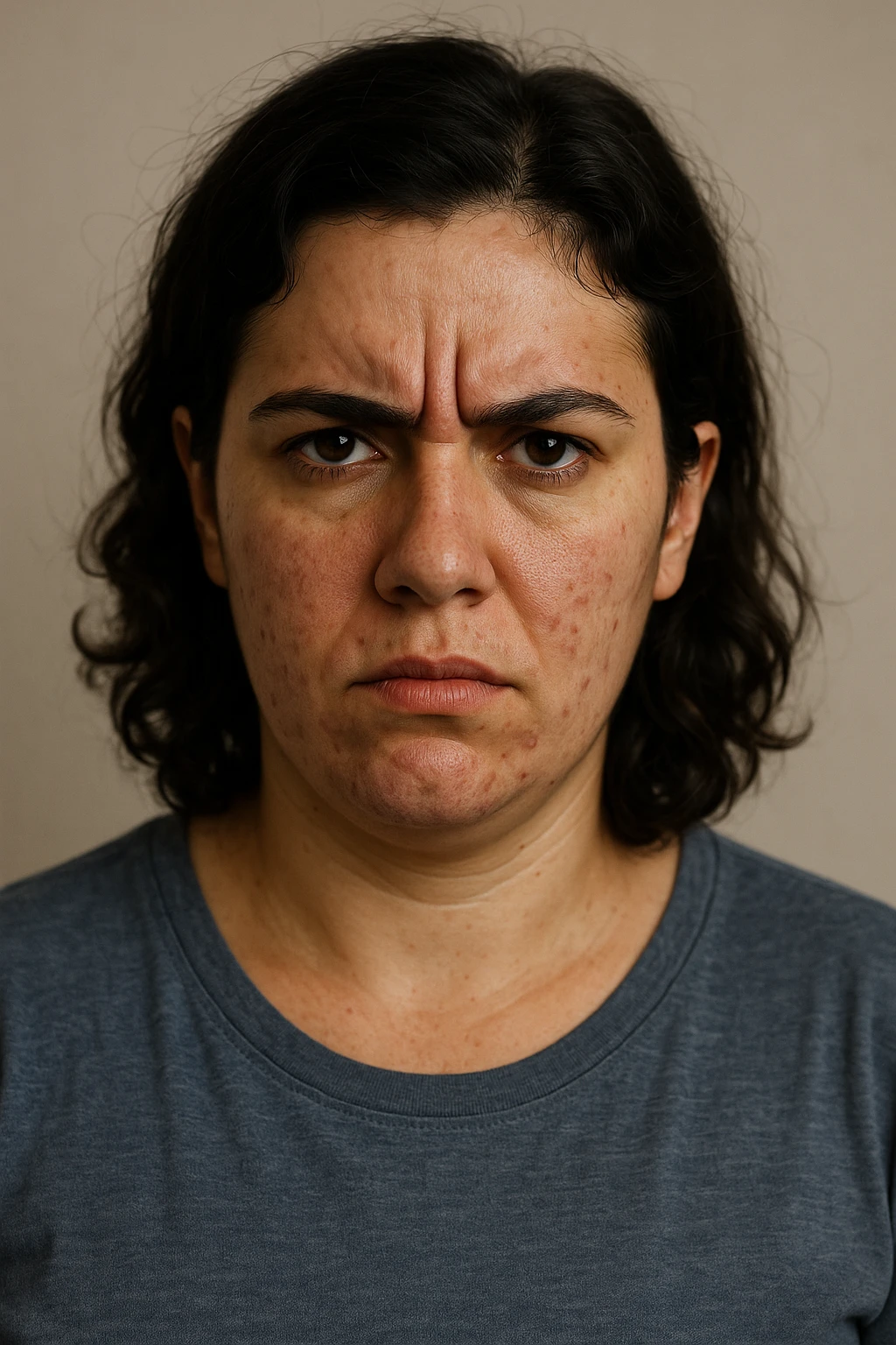 Donna con pcos e irritabilità come sindrome evidente immagine realistiche in italiano emoji
