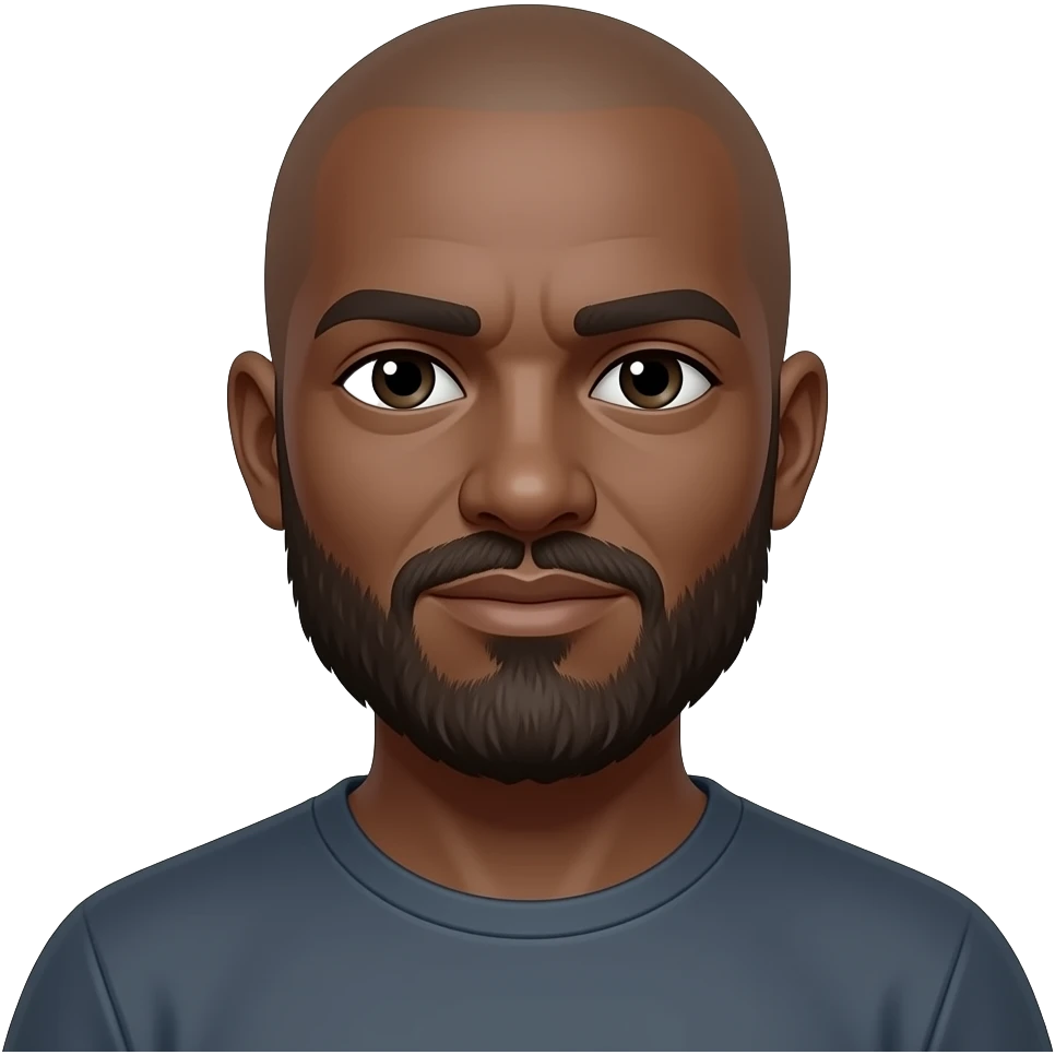 Hairless brown skin man with beard emoji