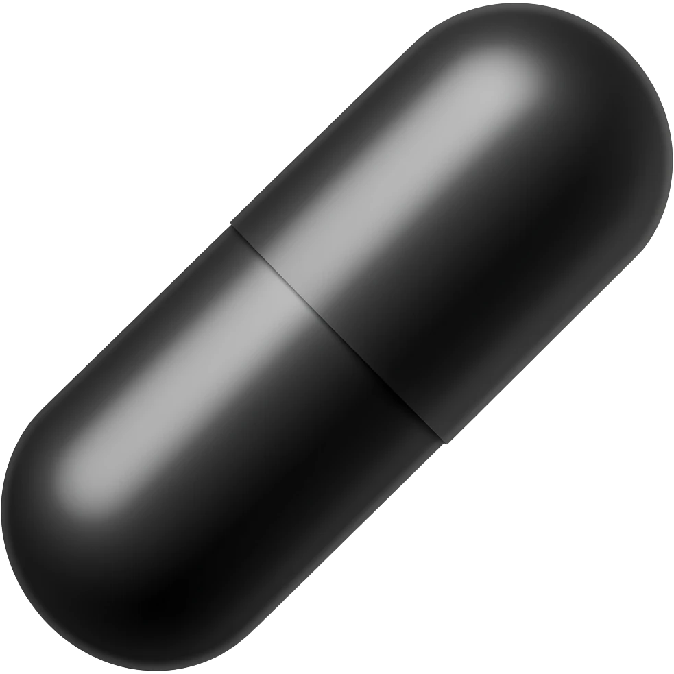 полностью черная продолговатая пилюля которая лежит emoji