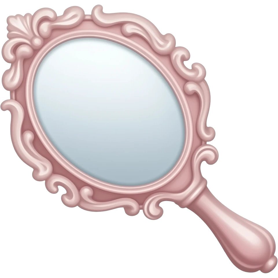 vintage rococo pale pink hand held mirror emoji