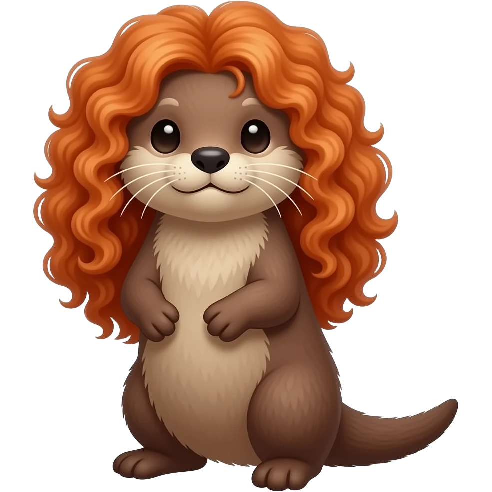 River otter with long curly red hair on head emoji