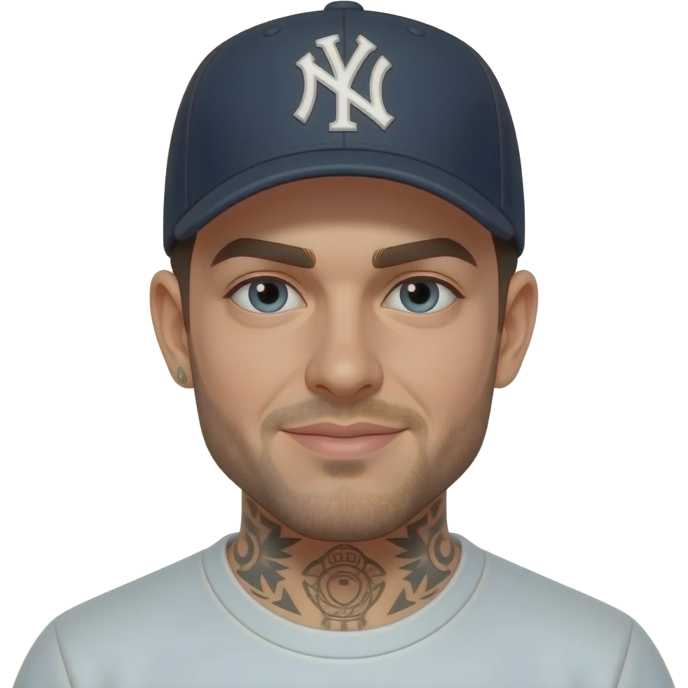 Quiero un emojis con gorra y tatuajes emoji