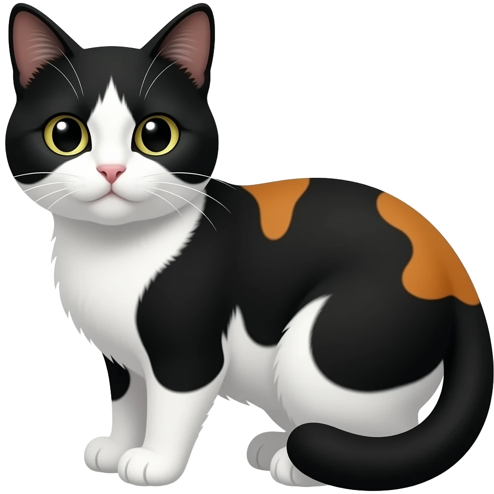 black mainly white and a little orange calico cat emoji
