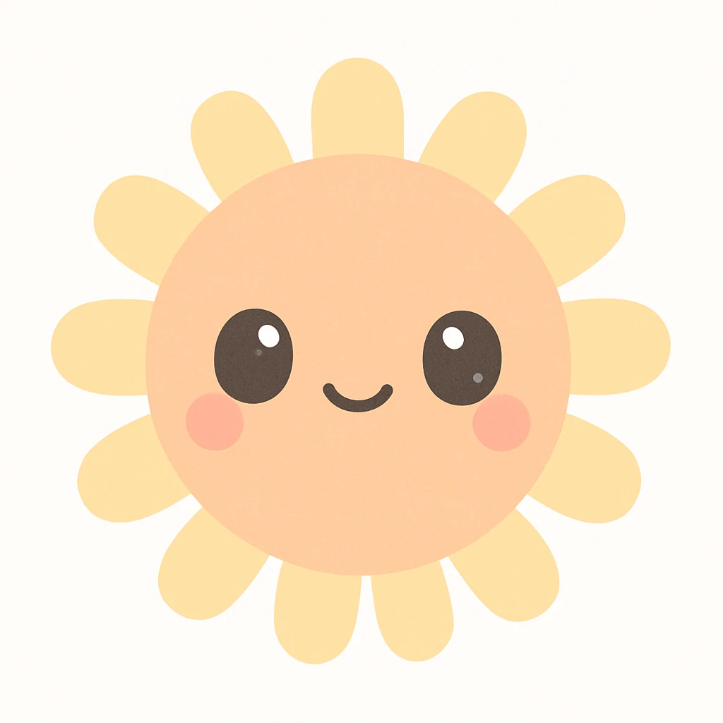 kawaii style sun face surrounded by blonde strands emoji