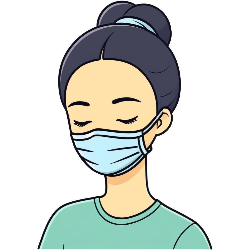 Lady with face mask spa beauty full face relaxing emoji