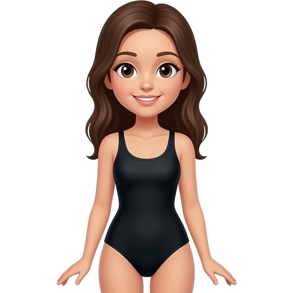 Full body tan girl wearing black swimsuit emoji