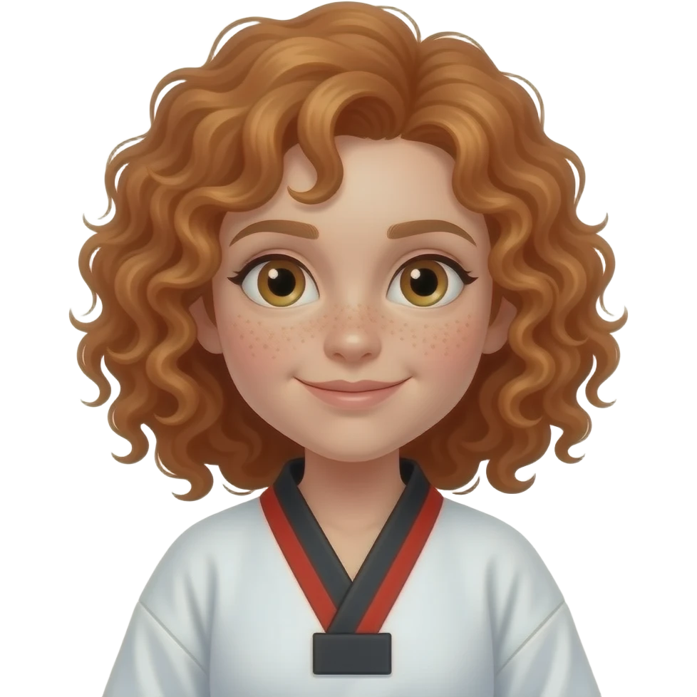 Fille rousse bouclés tâches de rousseur karaté emoji