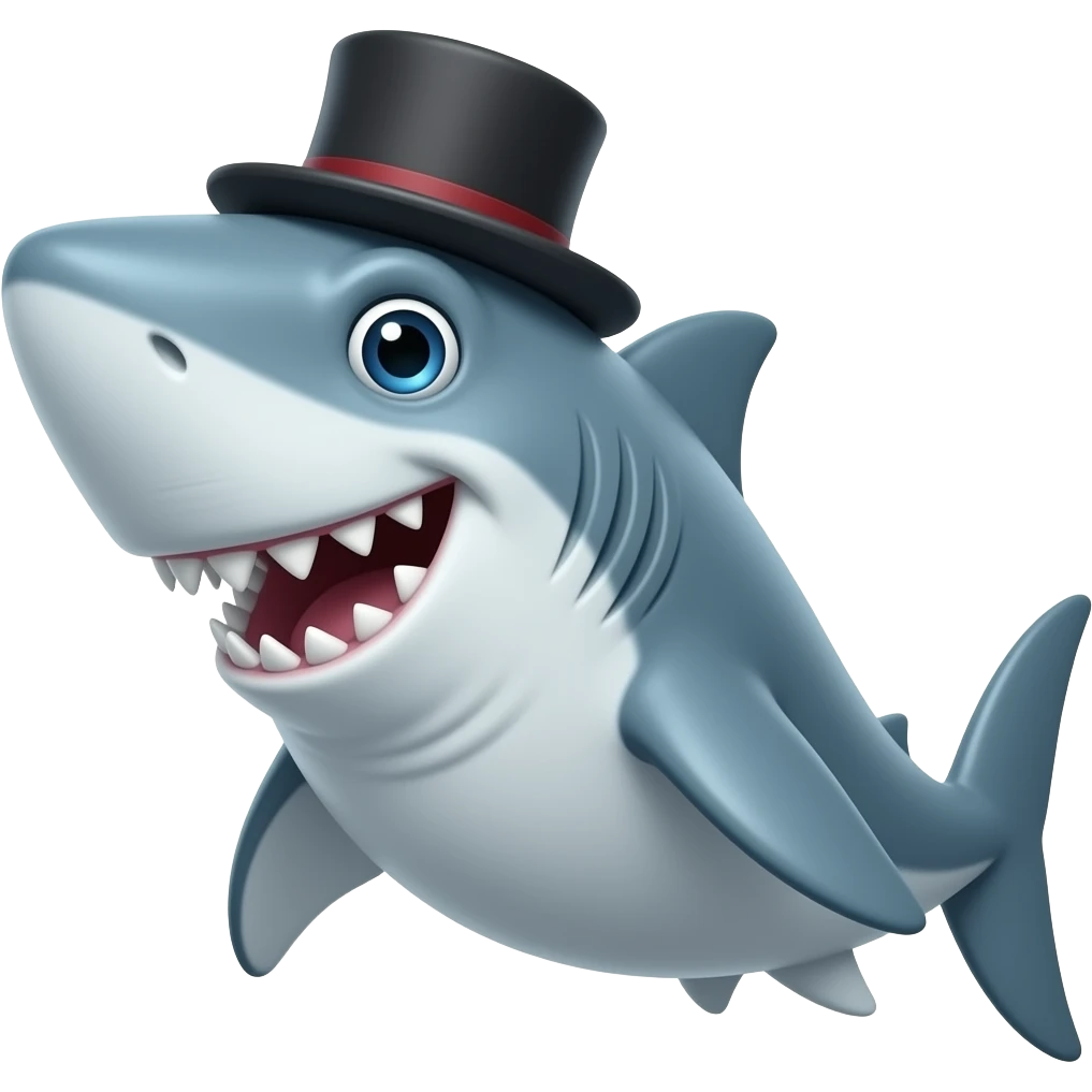 Shark with a top hat emoji
