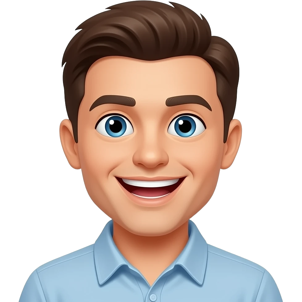 Make him smile broadly and open his mouth in HD quality emoji