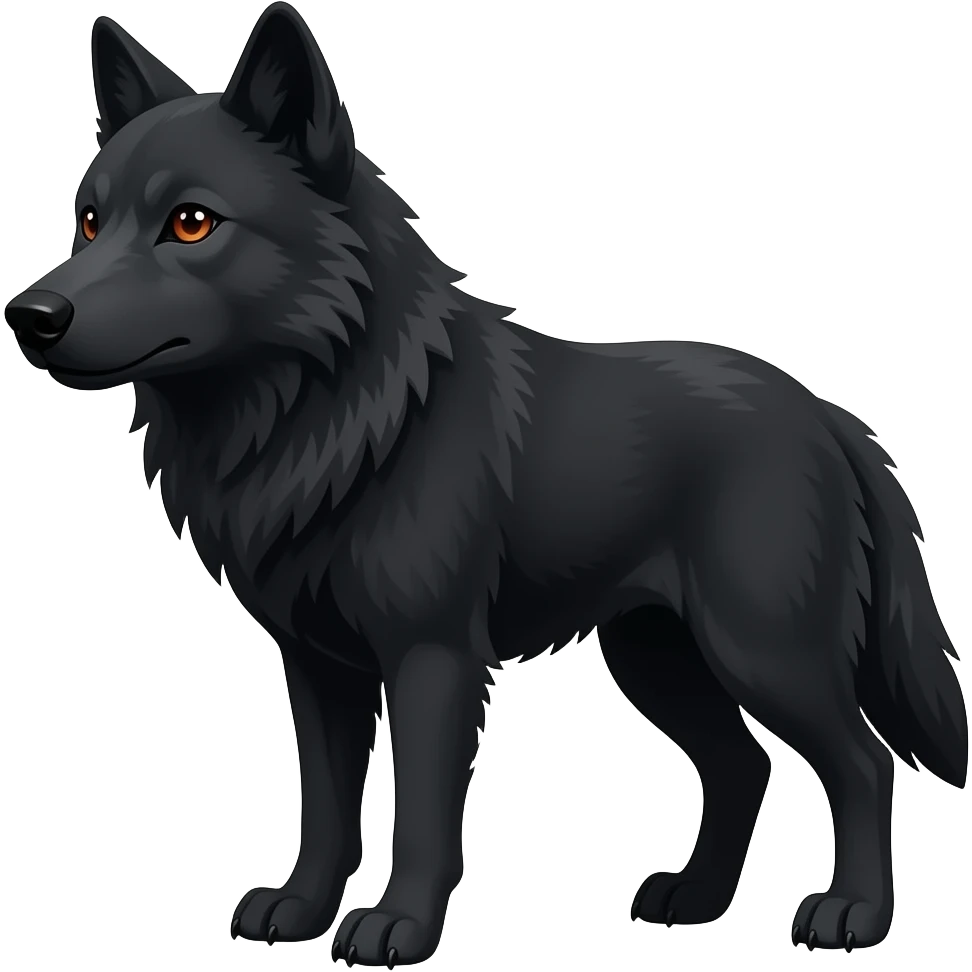 Black wolf with red brown eye emoji